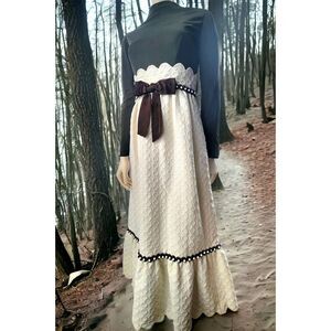 Vintage Kiki Hart 60's Maxi Dress Textured With Braid Trim And Brown Top With...